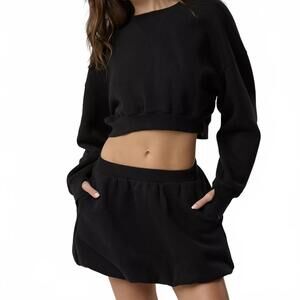 AE OFFLINE By Aerie Cloud Fleece Bubble Skort American Eagle NWT True Black L